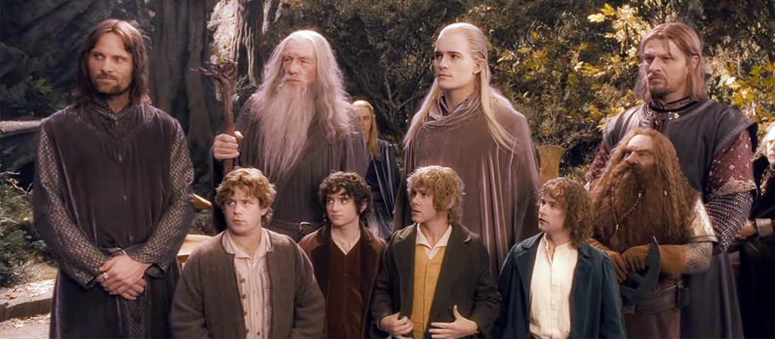 Gandalf and the Hobbits from Lord of the Rings